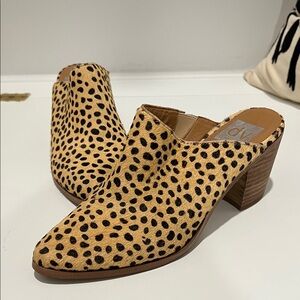 Dolce Vita Leopard Print Block Heel Mules